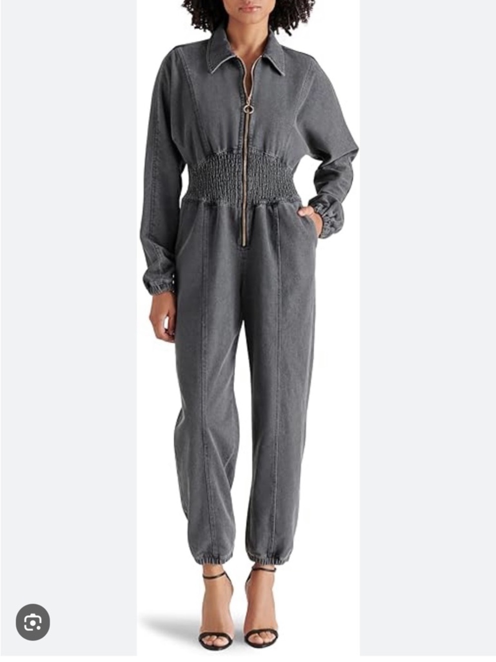 Steve Madden Coya Demin Jumpsuit in Washed Gray